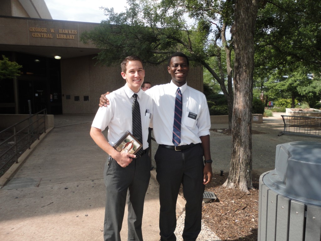 Me and Elder Mansaray (And our district leader Elder Lewis photo bombing in the back) (Im suprized he knows what that is - seeing hes been out 2 years! leaves in 3 weeks.)