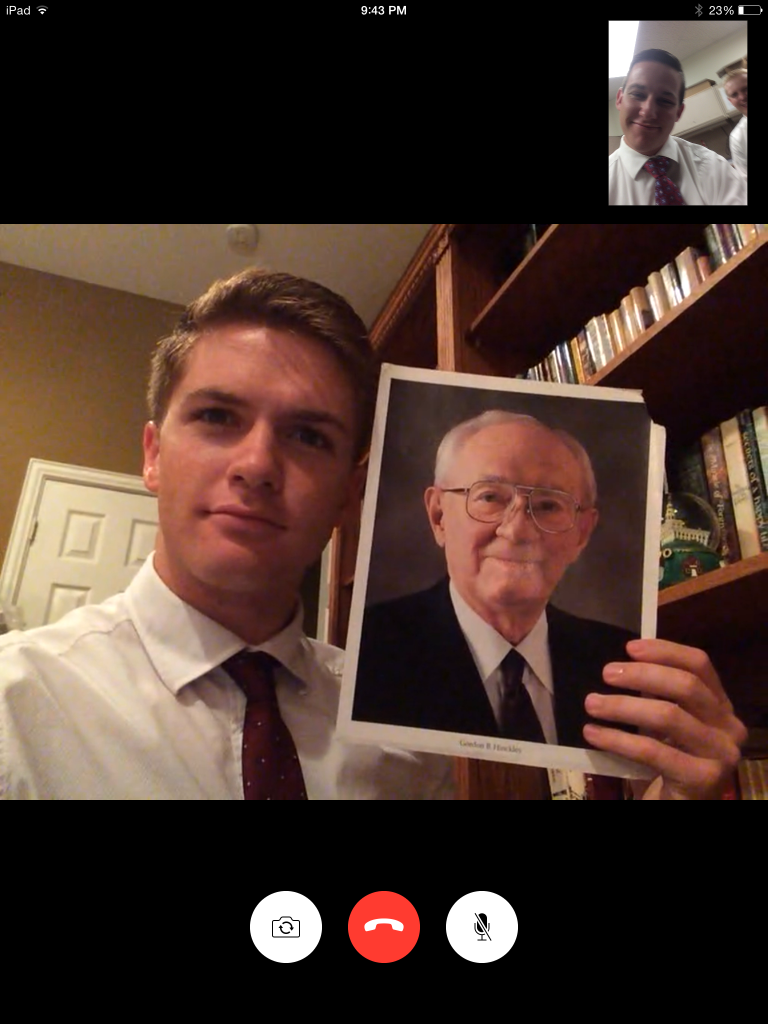 Skype call with District leader 1 and Pres. hinckley. How we love them both ;]